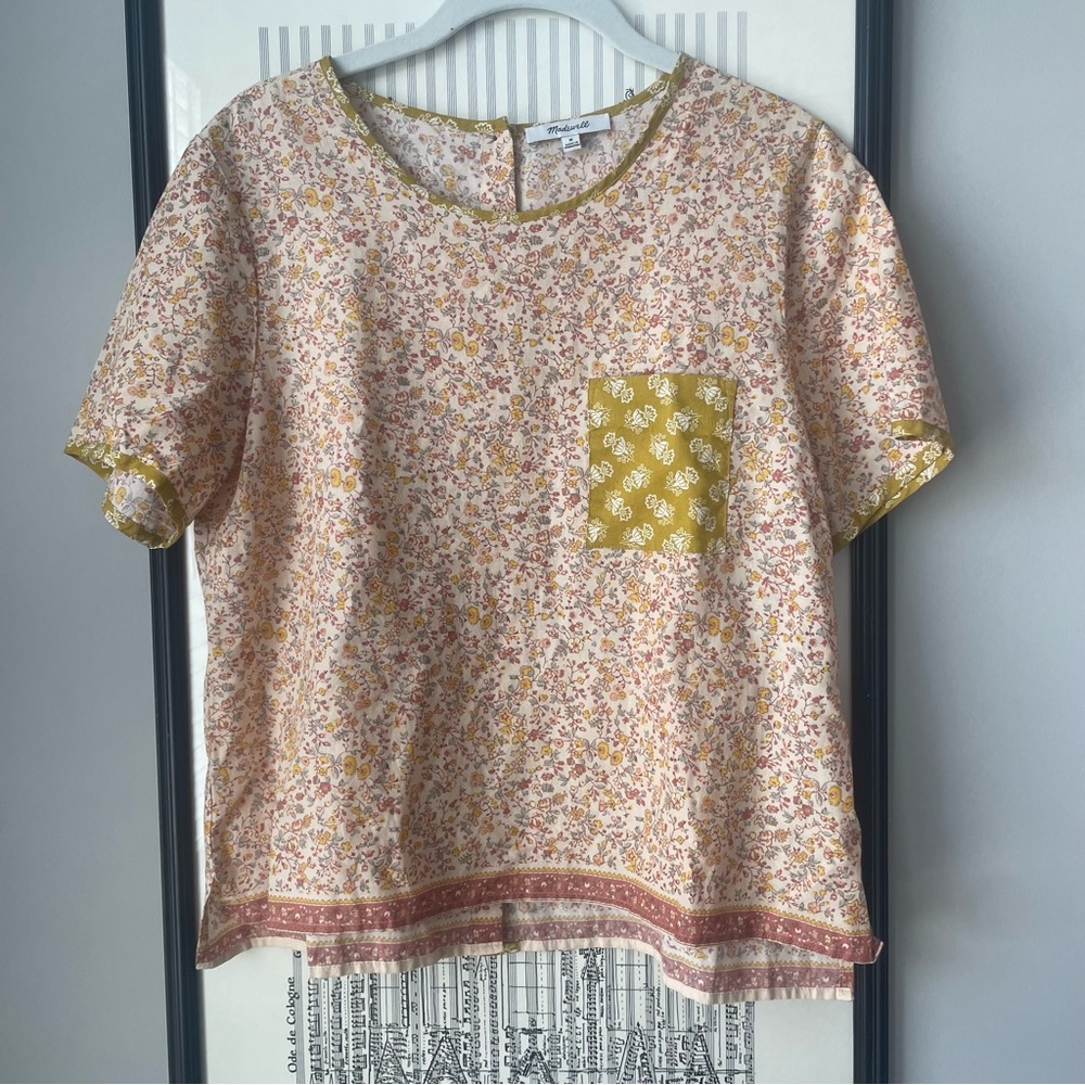 Madwell Button Back Pocket Top Jaipur Floral -Size M